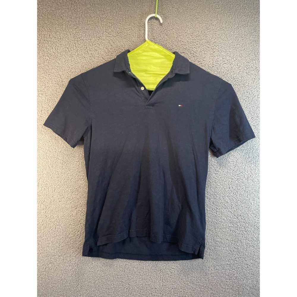 Tommy Hilfiger Polo Shirt Mens L Large Black Regular Short Sleeve Collaredpreppy